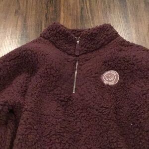 Comfy Warm Maroon Ivory Ella Half Zip